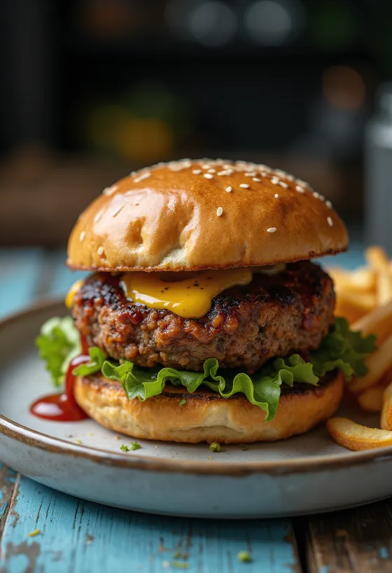 Sejtan burger s svežo zelenjavo