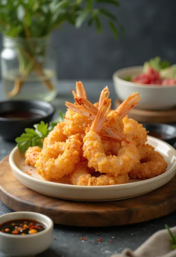 Ebi fry s shichimi togarashijem, hrustljava kozica z limono in začimbo shichimi togarashi