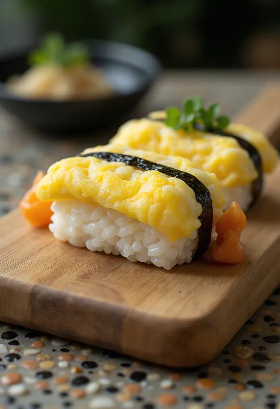 Tamago suši, jajčni suši, sveže jajce na sušiju