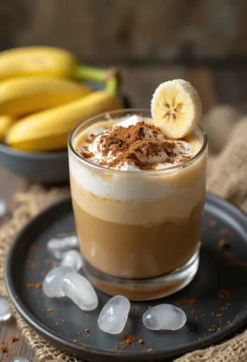 Bananina ledena kava kremasto postrežena