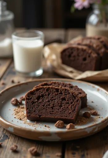 Broa de fubá com chocolate, kos peciva iz koruznega zdroba s čokolado na krožniku