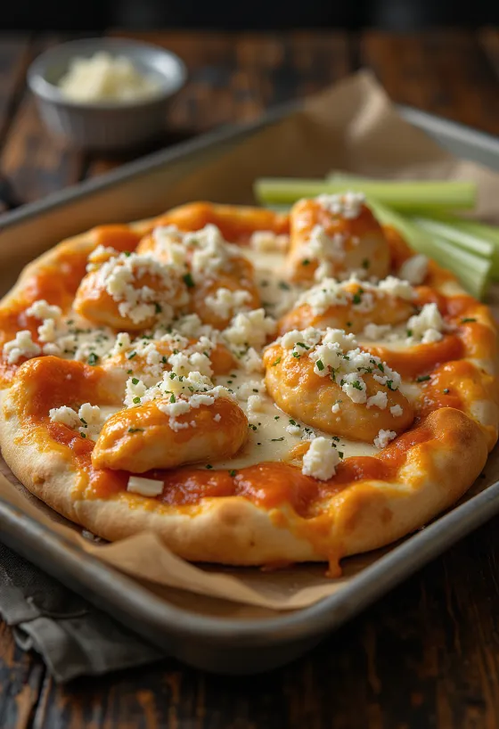 Pizza Buffalo chicken s pikantnim piščancem in modrim sirom