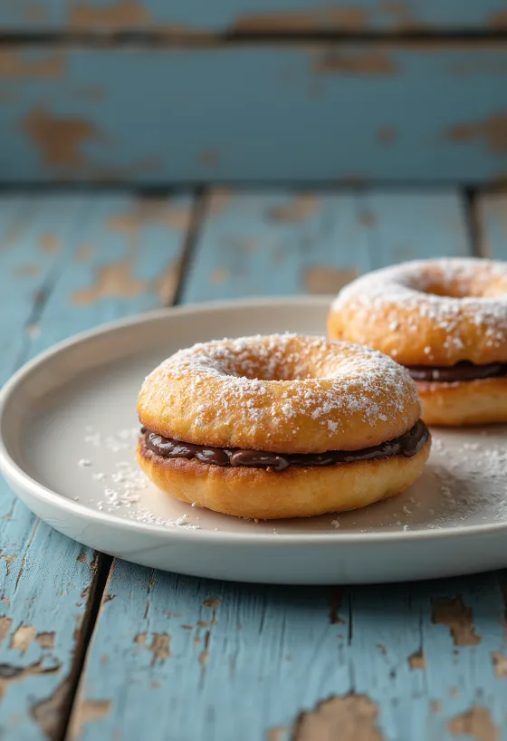 Postrežen krof polnjen s čokolado