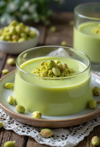 Pistacijina panna cotta, postrežena
