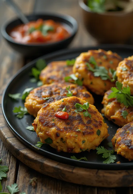 Sveže pripravljena Masala Vada, s hrustljavimi in začinjenimi lečinim kroglicami