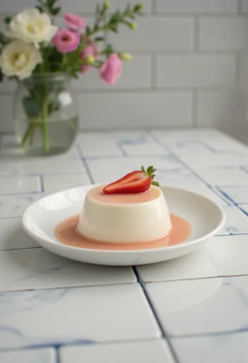 Prosecco panna cotta, postrežena