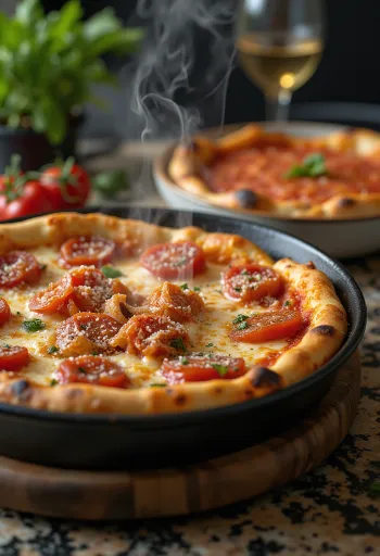 Chicago Deep-Dish Pizza z veliko sira in paradižnikovo omako