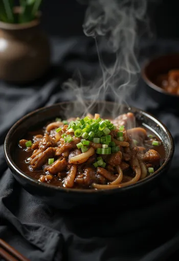 Goveji Bulgogi s Sojino Omako, korejska jed, postrežena