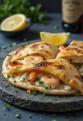 Sveže pečen Calzone s kozicami