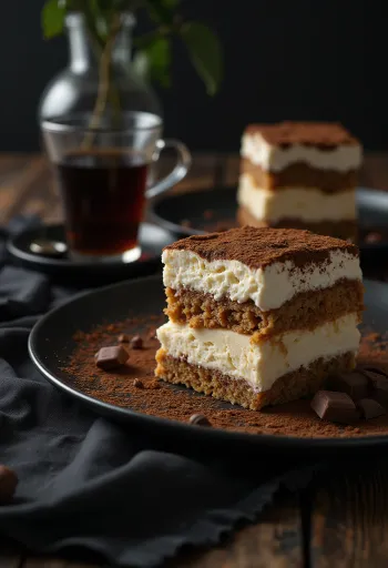 Tiramisu mousse torta elegantno postrežena