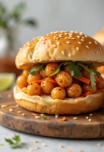 Postrežen začinjen bao bun s čičeriko