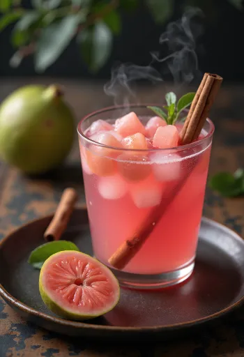 Cider z guavo postrežen v kozarcu