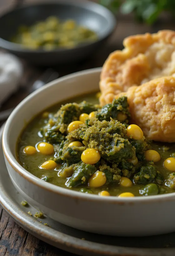 Callaloo, postrežen s koruzo