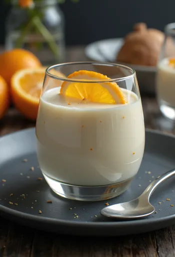 Pomarančna panna cotta postrežena