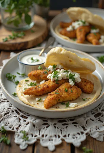 Zeliščni giros s pečenim piščancem, svežo zelenjavo in zeliščno tzatziki omako