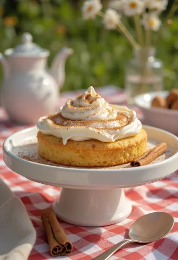 Cimetova torta s sladko smetano, potresena s cimetom