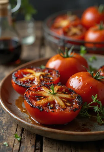 BBQ paradižniki na žaru z baziliko