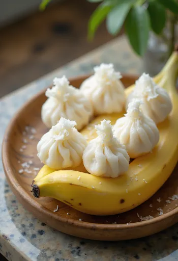 Tajski sladki cmoki s kokosovim mlekom na bananinem listu