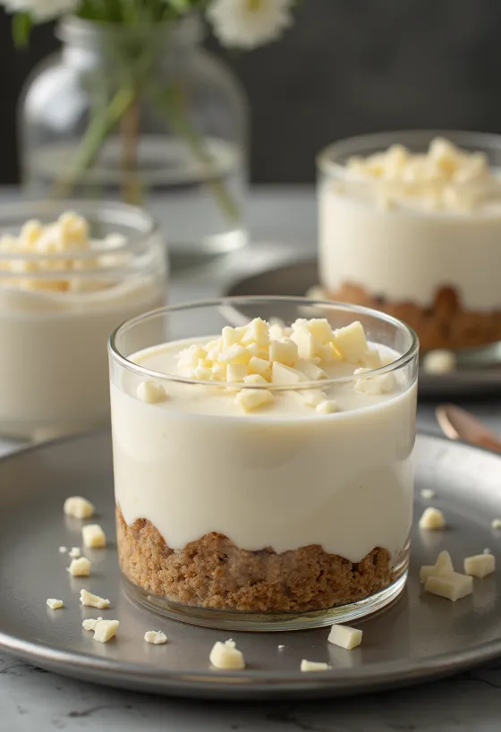 Torta z moussem iz bele čokolade, postrežena na rezine