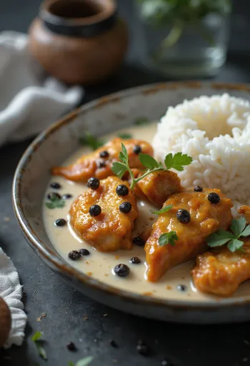 Adobo s kokosom, piščanec v bogatem in kremastem kokosovem mleku z začimbami