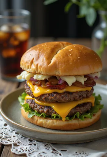 Dvojni cheeseburger postrežen