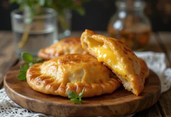 Čilska empanada de Queso, sirova empanada, v zlato rjavem testu