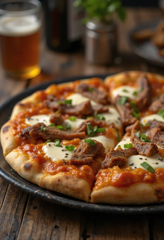 Korean Bulgogi Pizza z govedino in gochujang omako