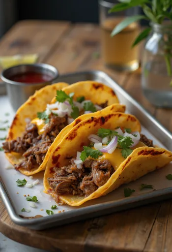 Jagnječji Birria Tacos, mehiška začinjena jagnjetina v tortilji