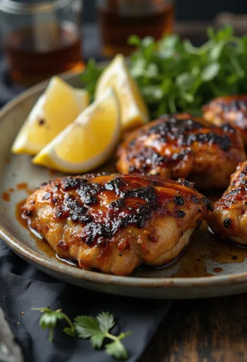 Prekajena BBQ piščančja bedra s hrustljavo kožo