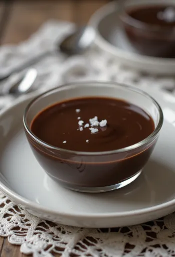 Manjar de chocolate s čokolado, kremaste teksture in okrašen s čokoladnimi ostružki