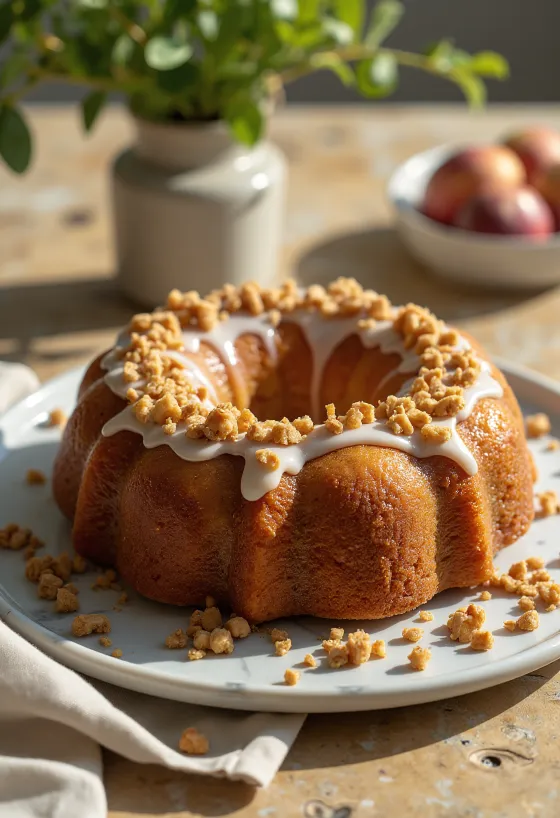 Kostanjev jabolčni šarkelj, postrežen