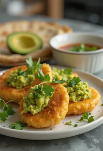 Sopaipilla chilena z avokadom in svežim koriandrom