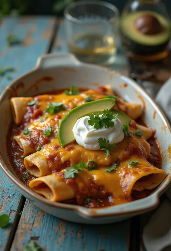 Enchilada z avokadom, sveže postrežena