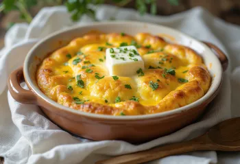 Chipa Guasu z maslom, postrežen s svežim koriandrom