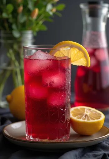 Limonada s hibiskusom v kozarcu