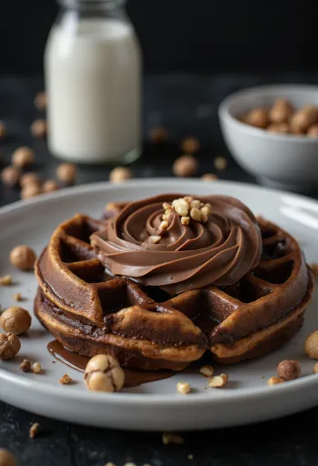Nutella vaflji s svežim sadjem in čokoladnim prelivom