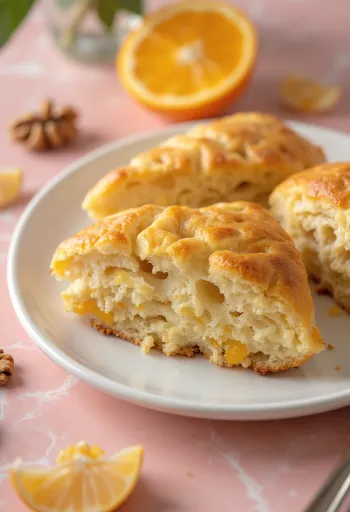 Pomarančne pogačice z orehi postrežene