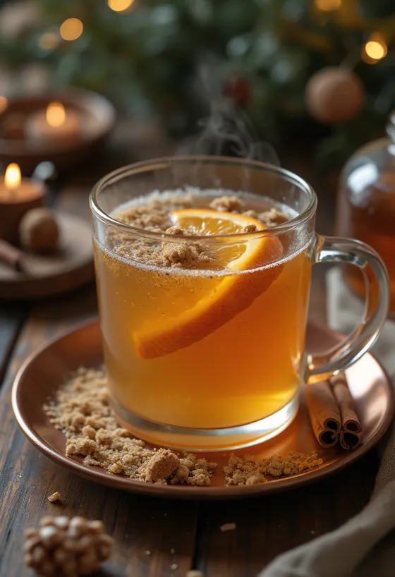 Cider z muškatnim oreščkom v skodelici