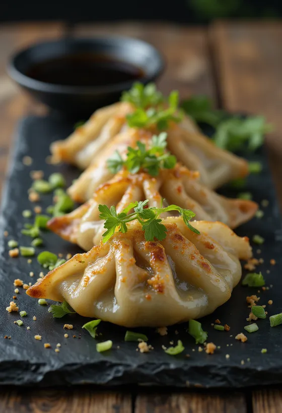 Wasabi Gyoza postrežene s sojino omako