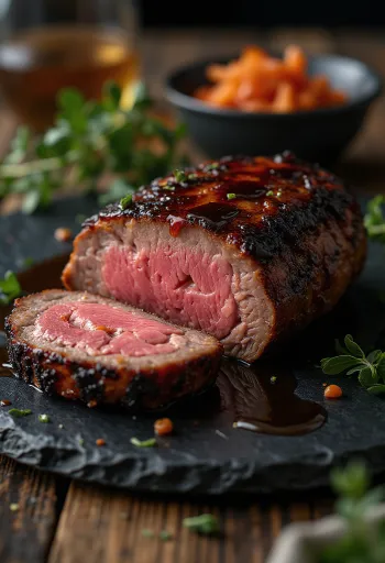 Postrežen prekajen BBQ rostbif