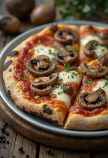 Pizza ai funghi di bosco z gozdnimi gobami in mocarelo