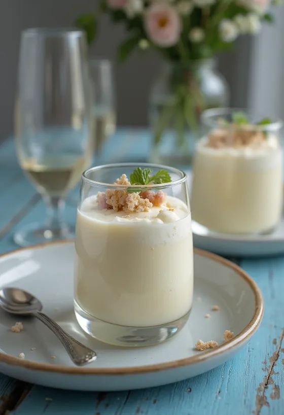 Parfe s šampanjcem, postrežen