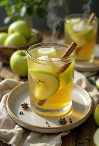 Cider z zelenimi jabolki v skodelici