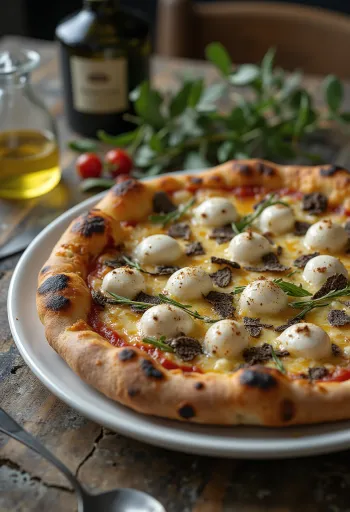 Pizza al tartufo s tartufi in italijanskimi siri