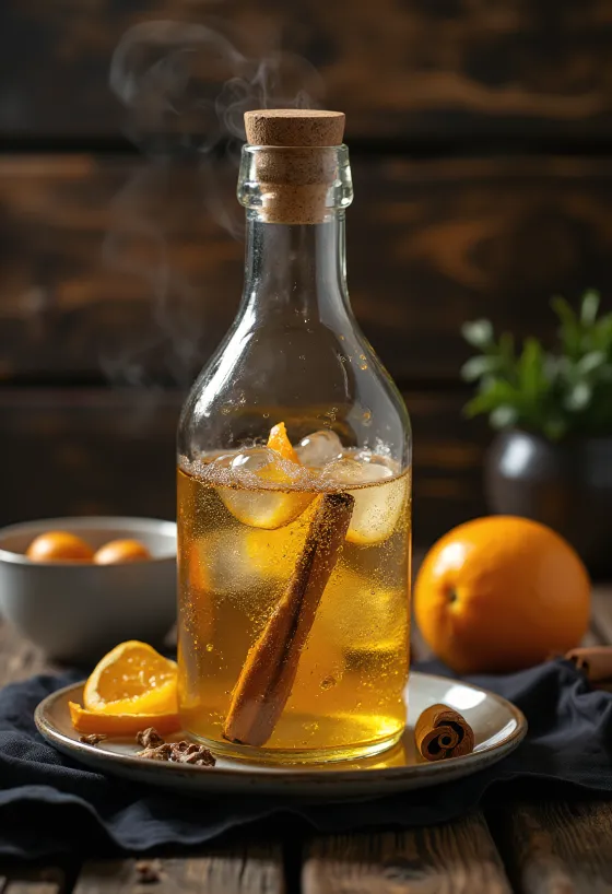 Ameriški sladki cider v kozarcu z začimbami