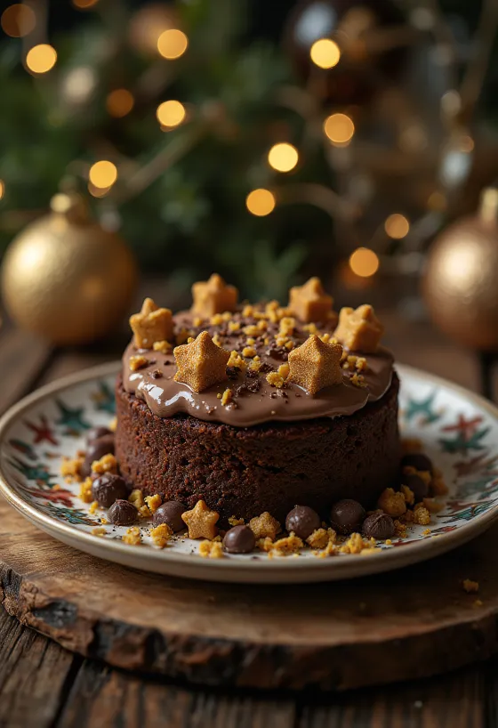 Adventna čokoladna torta z dekoracijo iz zvezdic