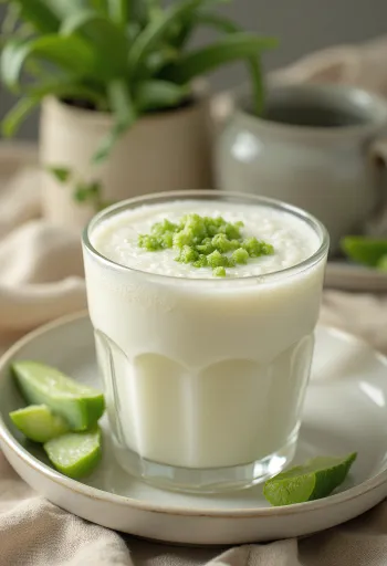 Probiotični kefir z aloe vero, okrašen s svežo meto