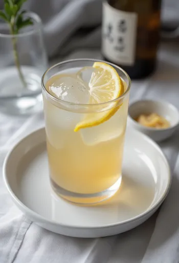Japonski cider s sakejem postrežen v kozarcu