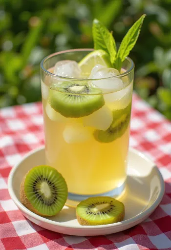 Kivijev ledeni cider v kozarcu