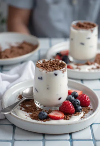 Panna cotta s koščki čokolade v kozarcu